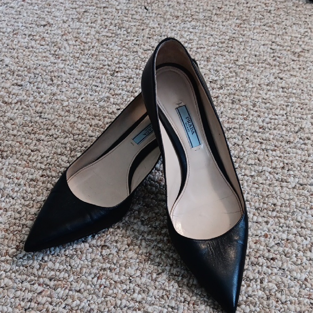 Prada Black Leather Women's Flats